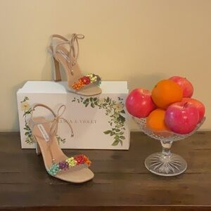 Chelsea & Violet Beaded Ankle-Tie Sandals